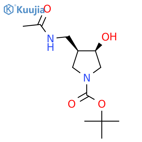 rac-tert-butyl (3R,4R)-3-(acetamidomethyl)-4-hydroxypyrrolidine-1-carboxylate structure