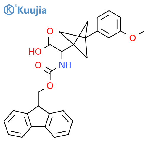 2-(9H-Fluoren-9-ylmethoxycarbonylamino)-2-[3-(3-methoxyphenyl)-1-bicyclo[1.1.1]pentanyl]acetic acid structure