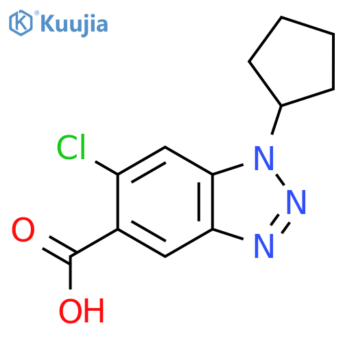 6-chloro-1-cyclopentyl-1H-1,2,3-benzotriazole-5-carboxylic acid structure