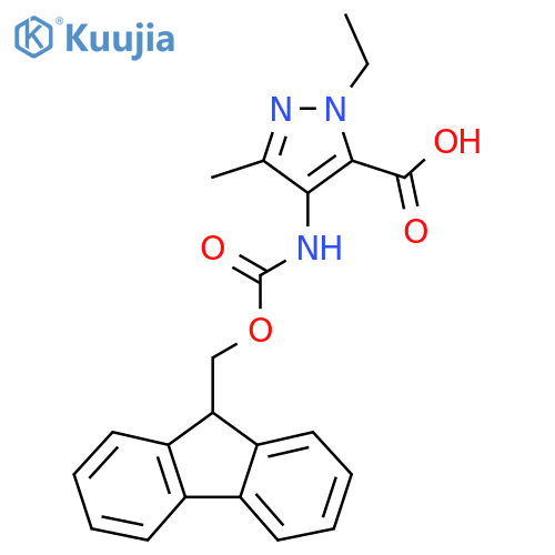 1-ethyl-4-({[(9H-fluoren-9-yl)methoxy]carbonyl}amino)-3-methyl-1H-pyrazole-5-carboxylic acid structure