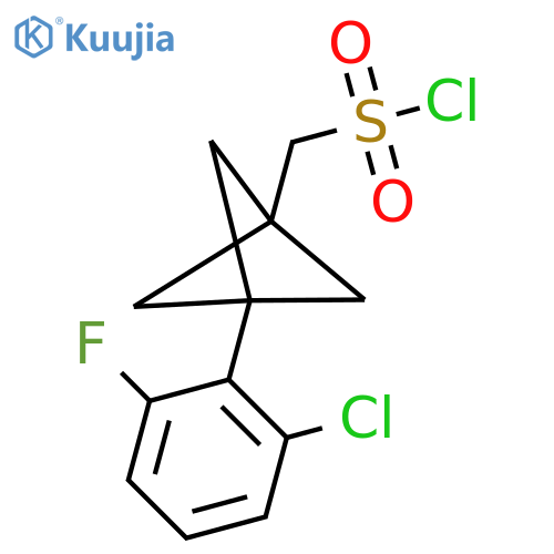 [3-(2-Chloro-6-fluorophenyl)-1-bicyclo[1.1.1]pentanyl]methanesulfonyl chloride structure