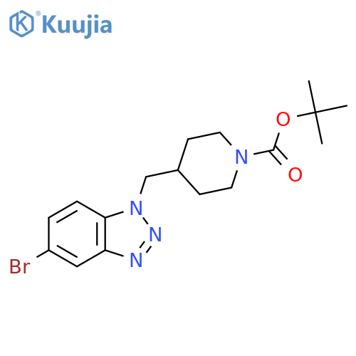 tert-butyl 4-[(5-bromo-1H-1,2,3-benzotriazol-1-yl)methyl]piperidine-1-carboxylate structure