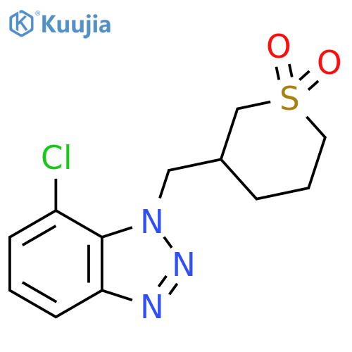 3-[(7-chloro-1H-1,2,3-benzotriazol-1-yl)methyl]-1lambda6-thiane-1,1-dione structure