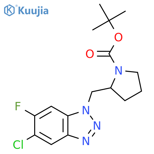 tert-butyl 2-[(5-chloro-6-fluoro-1H-1,2,3-benzotriazol-1-yl)methyl]pyrrolidine-1-carboxylate structure