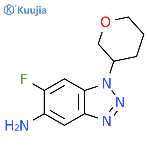 6-fluoro-1-(oxan-3-yl)-1H-1,2,3-benzotriazol-5-amine structure