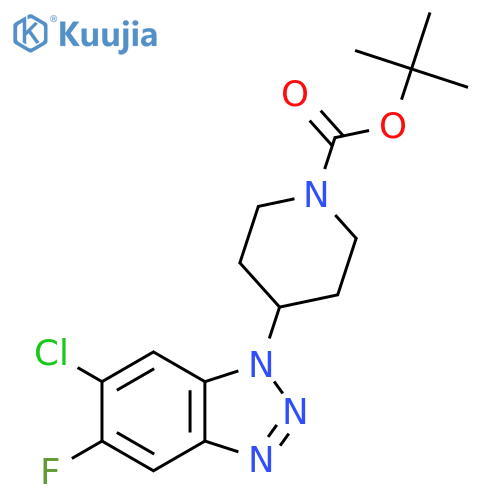 tert-butyl 4-(6-chloro-5-fluoro-1H-1,2,3-benzotriazol-1-yl)piperidine-1-carboxylate structure
