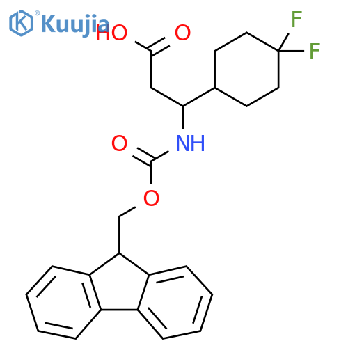 3-(4,4-difluorocyclohexyl)-3-({(9H-fluoren-9-yl)methoxycarbonyl}amino)propanoic acid structure
