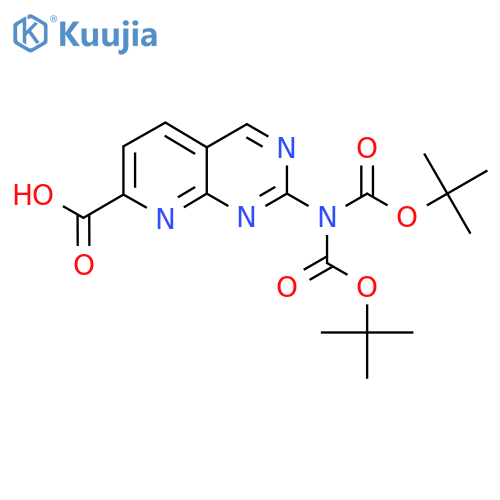 2-[Bis(tert-butoxycarbonyl)amino]pyrido[2,3-d]pyrimidine-7-carboxylic acid structure