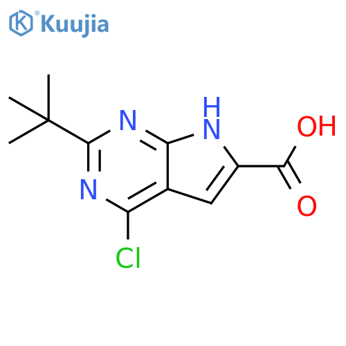 2-tert-butyl-4-chloro-7H-pyrrolo[2,3-d]pyrimidine-6-carboxylic acid structure