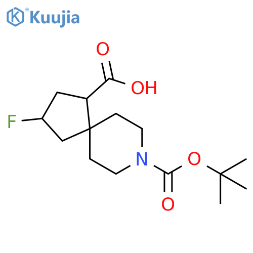 8-tert-butoxycarbonyl-2-fluoro-8-azaspiro[4.5]decane-4-carboxylic acid structure