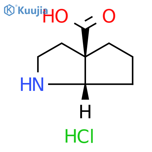 Cyclopenta[b]pyrrole-3a(1H)-carboxylic acid, hexahydro-, hydrochloride (1:1), (3aR,6aS)-rel- structure