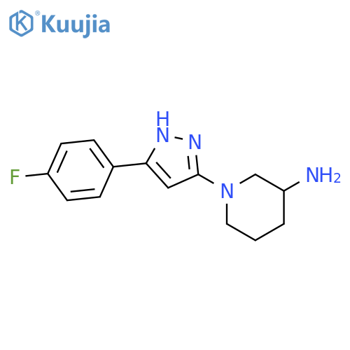 1-3-(4-fluorophenyl)-1H-pyrazol-5-ylpiperidin-3-amine structure