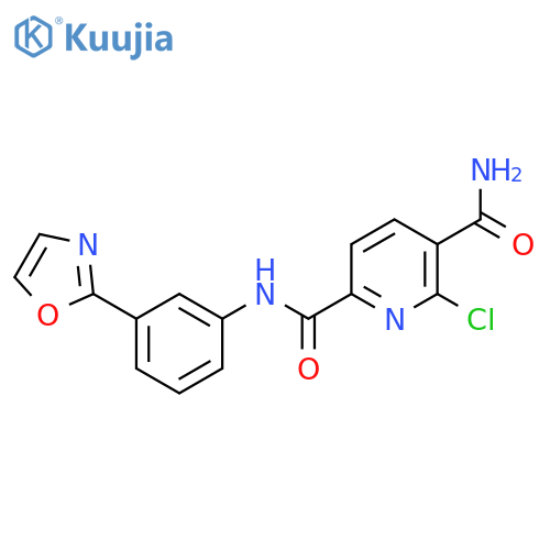 6-chloro-N2-[3-(1,3-oxazol-2-yl)phenyl]pyridine-2,5-dicarboxamide structure