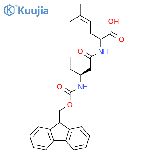 2-(3S)-3-({(9H-fluoren-9-yl)methoxycarbonyl}amino)pentanamido-5-methylhex-4-enoic acid structure