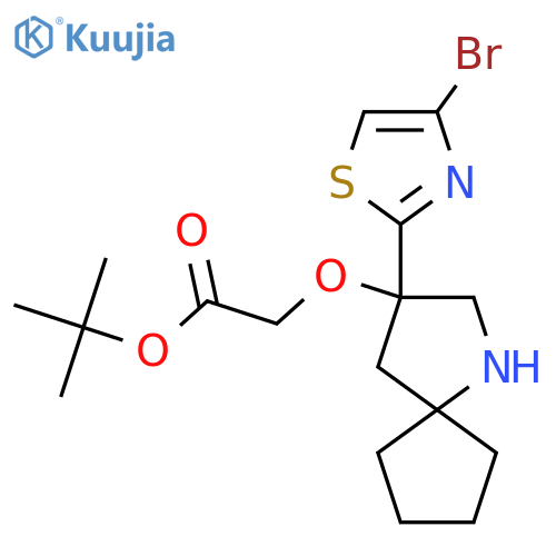 Tert-butyl 2-{[3-(4-bromo-1,3-thiazol-2-yl)-1-azaspiro[4.4]nonan-3-yl]oxy}acetate structure