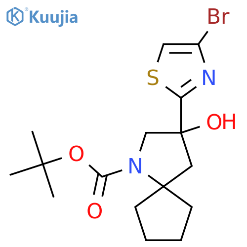 Tert-butyl 3-(4-bromo-1,3-thiazol-2-yl)-3-hydroxy-1-azaspiro[4.4]nonane-1-carboxylate structure