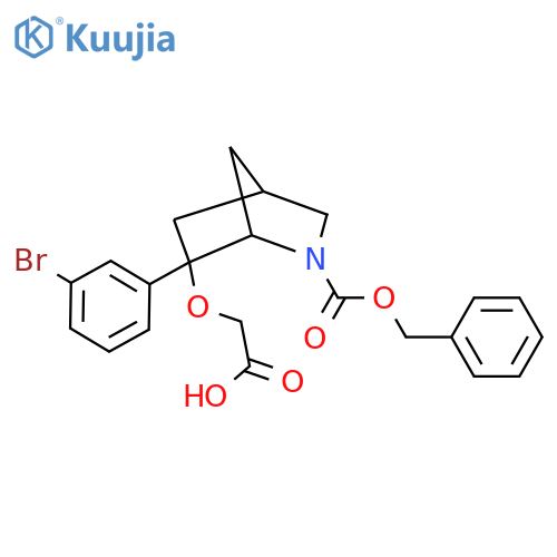 2-({2-[(Benzyloxy)carbonyl]-6-(3-bromophenyl)-2-azabicyclo[2.2.1]heptan-6-yl}oxy)acetic acid structure