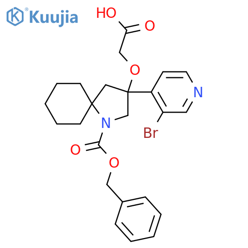 2-({1-[(Benzyloxy)carbonyl]-3-(3-bromopyridin-4-yl)-1-azaspiro[4.5]decan-3-yl}oxy)acetic acid structure