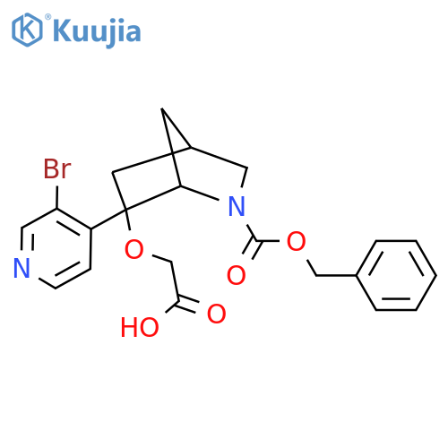 2-({2-[(Benzyloxy)carbonyl]-6-(3-bromopyridin-4-yl)-2-azabicyclo[2.2.1]heptan-6-yl}oxy)acetic acid structure
