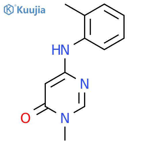 3-methyl-6-(2-methylphenyl)amino-3,4-dihydropyrimidin-4-one structure