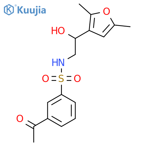 3-acetyl-N-2-(2,5-dimethylfuran-3-yl)-2-hydroxyethylbenzene-1-sulfonamide structure