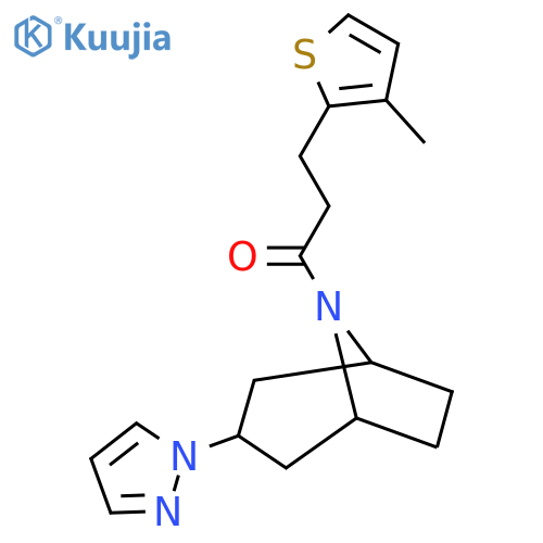 3-(3-methylthiophen-2-yl)-1-3-(1H-pyrazol-1-yl)-8-azabicyclo3.2.1octan-8-ylpropan-1-one structure