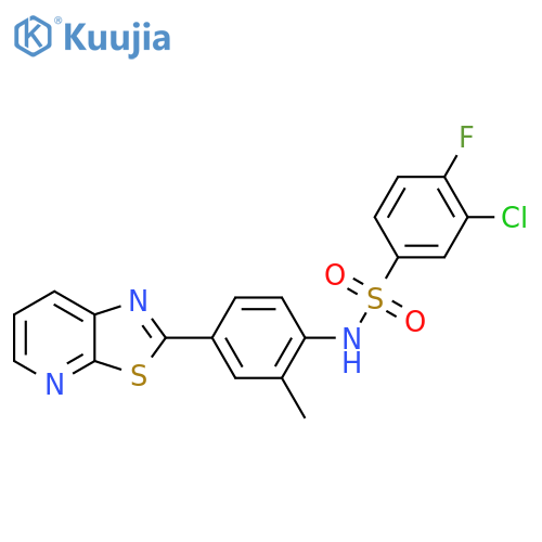 3-chloro-4-fluoro-N-(2-methyl-4-{1,3thiazolo5,4-bpyridin-2-yl}phenyl)benzene-1-sulfonamide structure