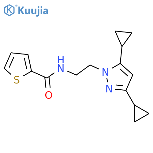 N-2-(3,5-dicyclopropyl-1H-pyrazol-1-yl)ethylthiophene-2-carboxamide structure