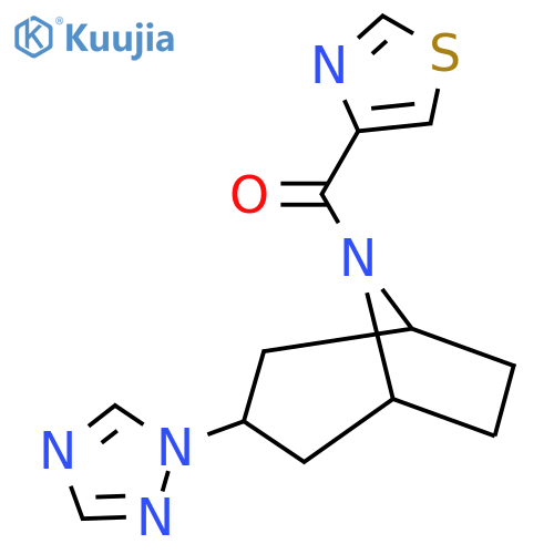 8-(1,3-thiazole-4-carbonyl)-3-(1H-1,2,4-triazol-1-yl)-8-azabicyclo3.2.1octane structure