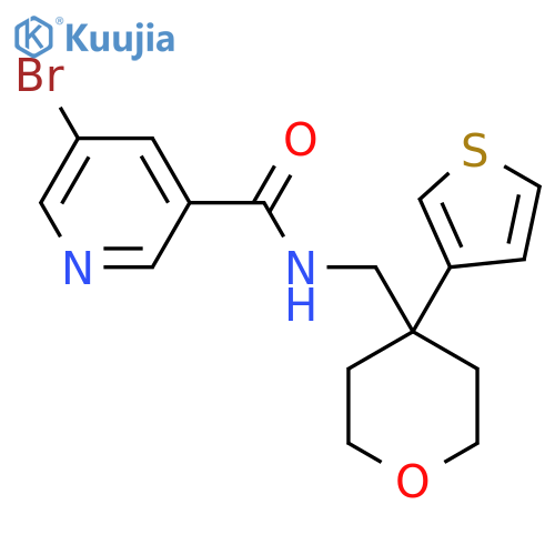 5-bromo-N-{4-(thiophen-3-yl)oxan-4-ylmethyl}pyridine-3-carboxamide structure