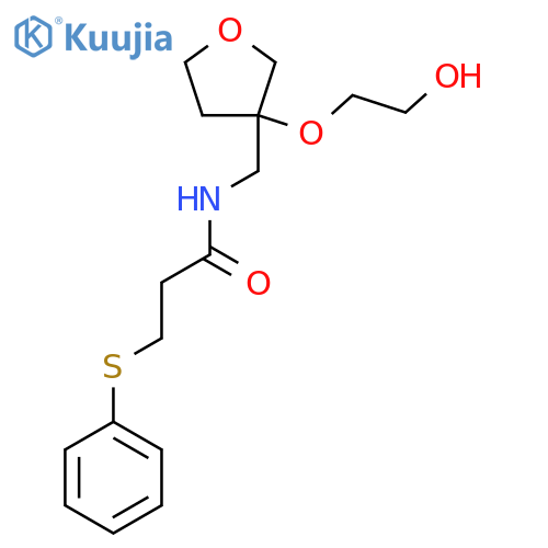 N-{3-(2-hydroxyethoxy)oxolan-3-ylmethyl}-3-(phenylsulfanyl)propanamide structure