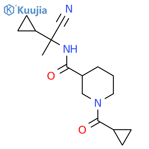 N-(1-cyano-1-cyclopropylethyl)-1-cyclopropanecarbonylpiperidine-3-carboxamide structure