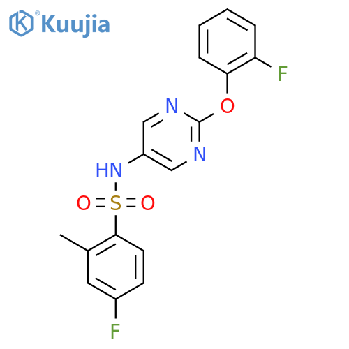4-fluoro-N-[2-(2-fluorophenoxy)pyrimidin-5-yl]-2-methylbenzene-1-sulfonamide structure