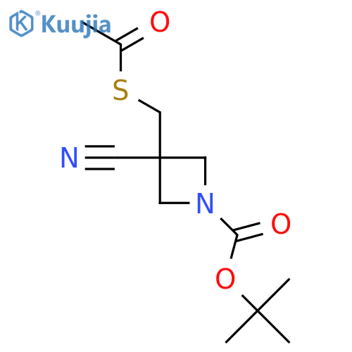 Tert-butyl 3-(acetylsulfanylmethyl)-3-cyanoazetidine-1-carboxylate structure