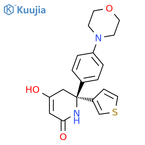 2(1H)-Pyridinone, 5,6-dihydro-4-hydroxy-6-[4-(4-morpholinyl)phenyl]-6-(3-thienyl)-, (6S)- structure