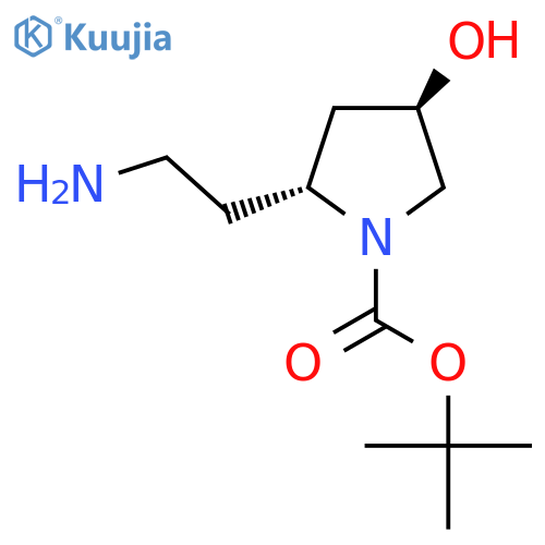 tert-butyl (2R,4R)-2-(2-aminoethyl)-4-hydroxypyrrolidine-1-carboxylate structure