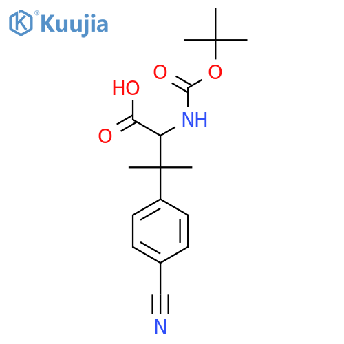 2-{(tert-butoxy)carbonylamino}-3-(4-cyanophenyl)-3-methylbutanoic acid structure