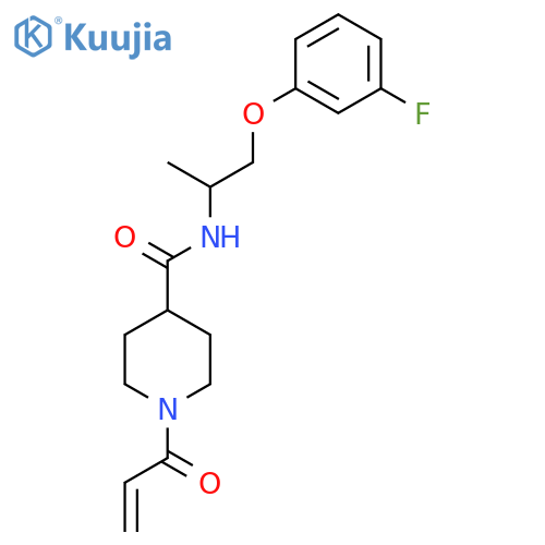 N-[1-(3-Fluorophenoxy)propan-2-yl]-1-prop-2-enoylpiperidine-4-carboxamide structure