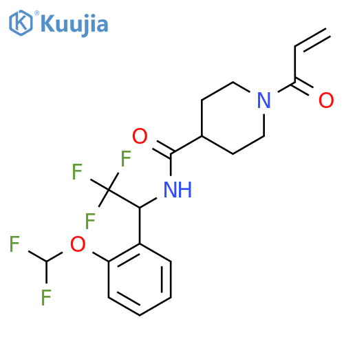 N-[1-[2-(Difluoromethoxy)phenyl]-2,2,2-trifluoroethyl]-1-prop-2-enoylpiperidine-4-carboxamide structure