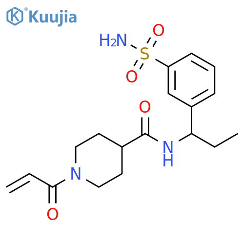 N-[1-[3-(Aminosulfonyl)phenyl]propyl]-1-(1-oxo-2-propen-1-yl)-4-piperidinecarboxamide structure