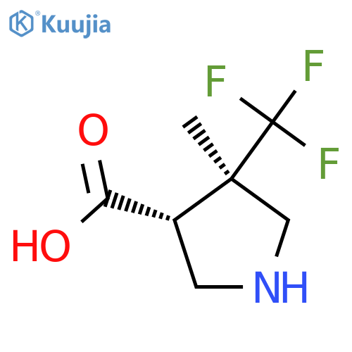 rac-(3R,4R)-4-methyl-4-(trifluoromethyl)pyrrolidine-3-carboxylic acid structure