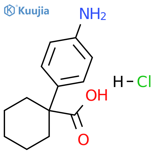 Cyclohexanecarboxylic acid, 1-(4-aminophenyl)-, hydrochloride (1:1) structure