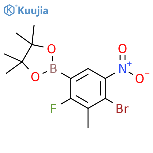 4-Bromo-2-fluoro-3-methyl-5-nitrophenylboronic acid pinacol ester structure