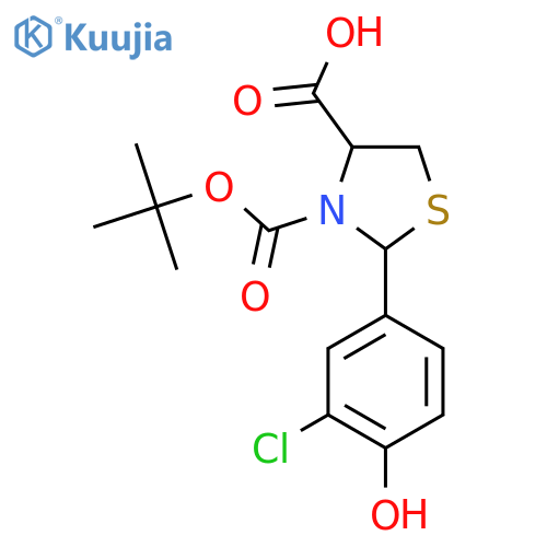3-(tert-butoxy)carbonyl-2-(3-chloro-4-hydroxyphenyl)-1,3-thiazolidine-4-carboxylic acid structure