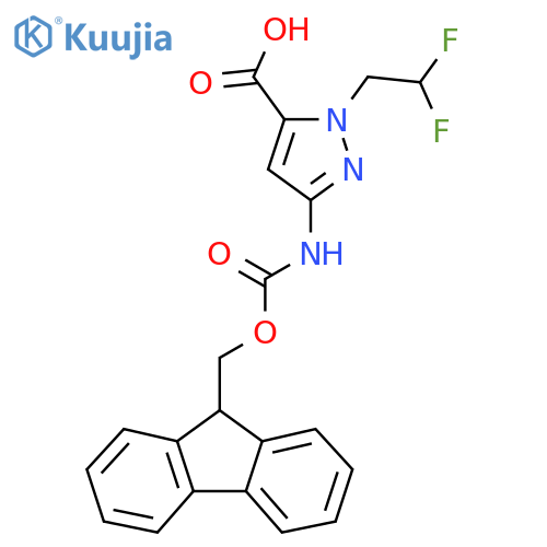 1-(2,2-difluoroethyl)-3-({[(9H-fluoren-9-yl)methoxy]carbonyl}amino)-1H-pyrazole-5-carboxylic acid structure