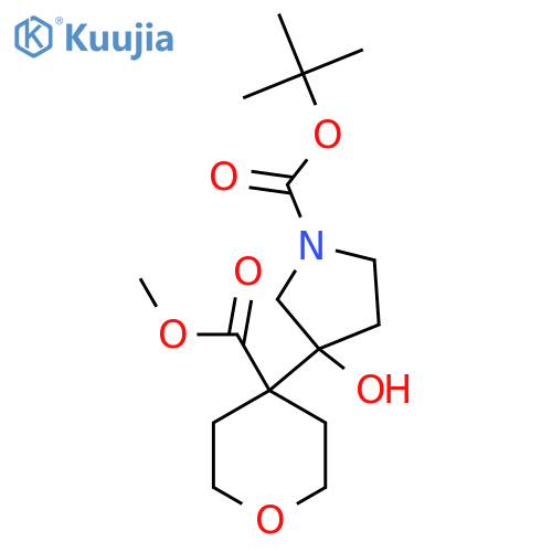 tert-butyl 3-hydroxy-3-4-(methoxycarbonyl)oxan-4-ylpyrrolidine-1-carboxylate structure