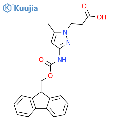 3-[3-({[(9H-fluoren-9-yl)methoxy]carbonyl}amino)-5-methyl-1H-pyrazol-1-yl]propanoic acid structure