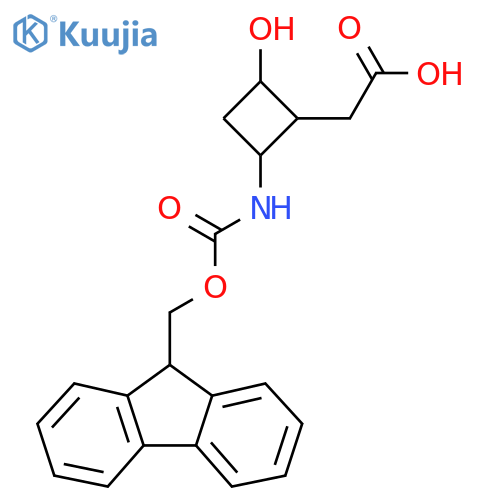 2-2-({(9H-fluoren-9-yl)methoxycarbonyl}amino)-4-hydroxycyclobutylacetic acid structure