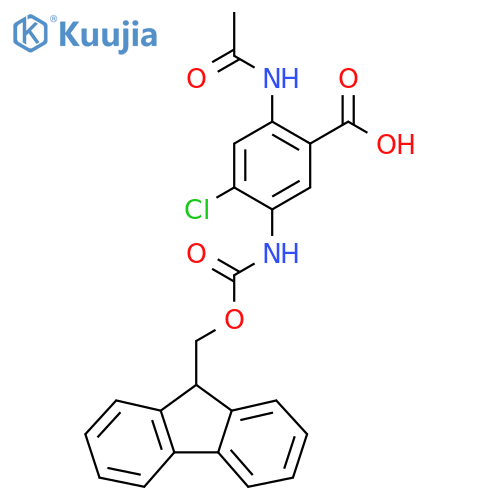 4-chloro-2-acetamido-5-({[(9H-fluoren-9-yl)methoxy]carbonyl}amino)benzoic acid structure