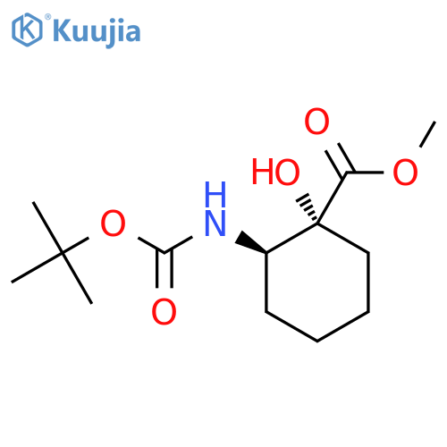 rac-methyl (1R,2R)-2-{[(tert-butoxy)carbonyl]amino}-1-hydroxycyclohexane-1-carboxylate structure